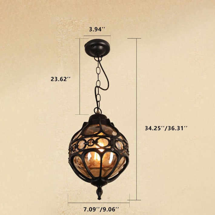 Retro Industrial Globe Pendant Light - 1-Light Outdoor Waterproof Fixture