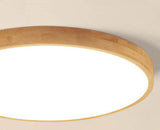 Ultra-Thin Nordic Solid Wood Round LED Flush Mount Ceiling Light