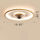 Nordic Minimalist Round LED Flush-Mount Ceiling Fan Light with Wood-Grain Acrylic Finish