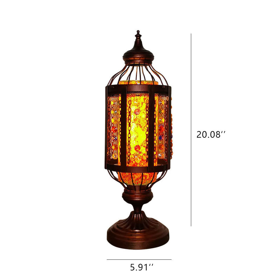 Handcrafted Vintage Turkish Stained-Glass Lantern Table Lamp, 1-Light
