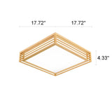 Nordic Solid Wood Square LED Tatami-Style Flush Mount Ceiling Light