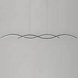 Nordic Minimalist Long-Strip Wave LED Island Light Chandelier – Sleek Modern Pendant Lighting