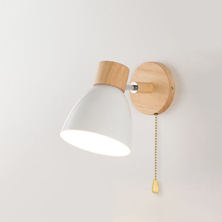 Modern Minimalist 1-Light Wall Sconce Lamp in Solid Macaron Color with Iron & Wood Finish