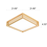 Nordic Solid Wood Square LED Tatami-Style Flush Mount Ceiling Light