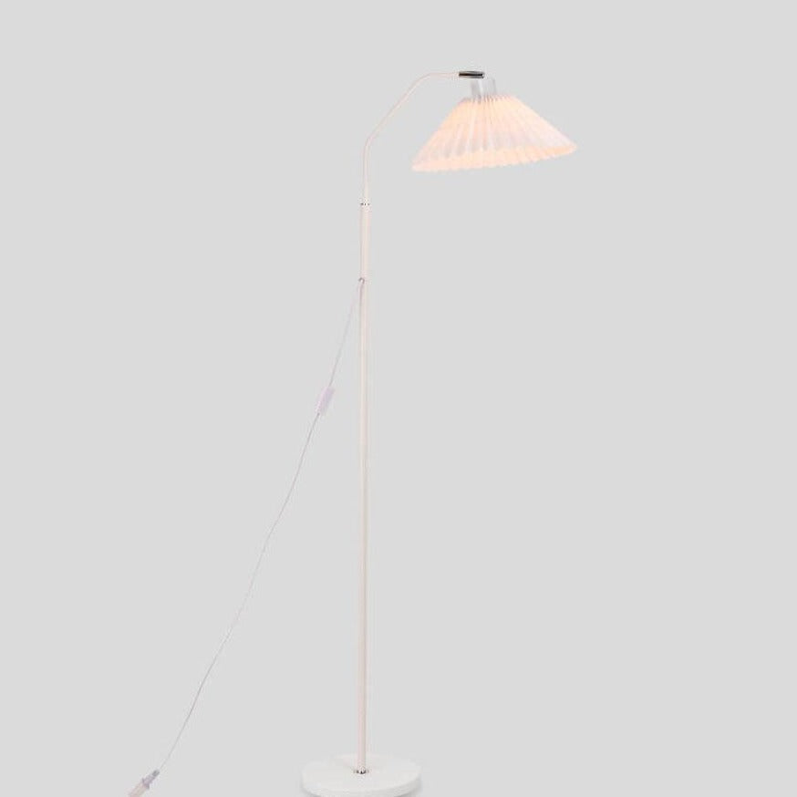 Elegant Minimalist Floor Lamp with Pleated Fabric Shade - 1-Light