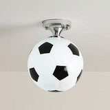 Creative Basketball & Soccer Glass 1-Light Semi-Flush Mount Ceiling Light