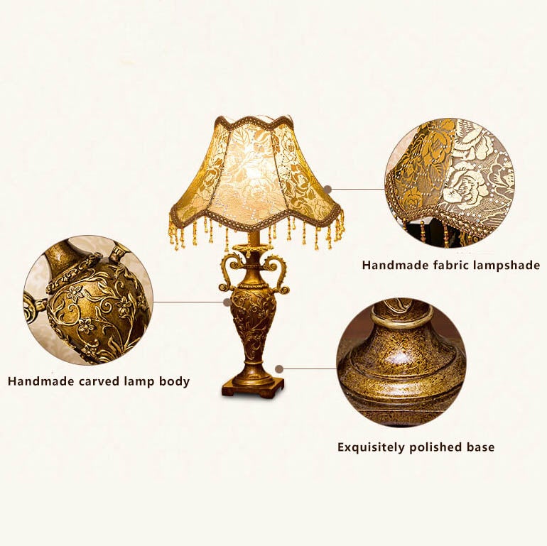 European Vintage Fabric 1-Light Table Lamp – Antique-Style Elegance for Classic Interiors