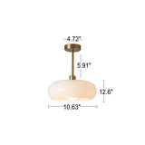 Modern Retro Round Solid-Color Glass Pendant Light with Electroplated Copper Finish — 1-Light, Pendant or Flush Mount