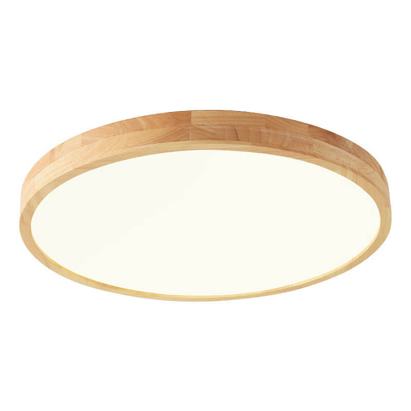 Ultra-Thin Nordic Solid Wood Round LED Flush Mount Ceiling Light