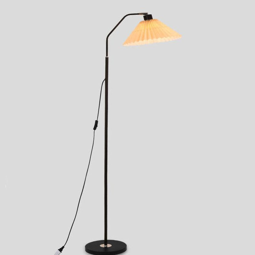 Elegant Minimalist Floor Lamp with Pleated Fabric Shade - 1-Light