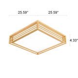 Nordic Solid Wood Square LED Tatami-Style Flush Mount Ceiling Light