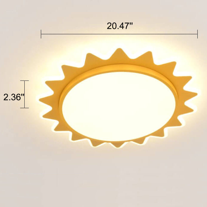 Whimsical Cartoon Sun LED Flush-Mount Ceiling Light
