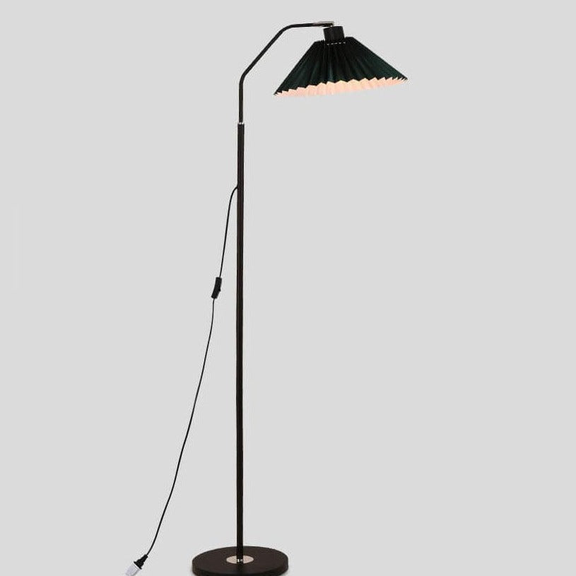 Elegant Minimalist Floor Lamp with Pleated Fabric Shade - 1-Light