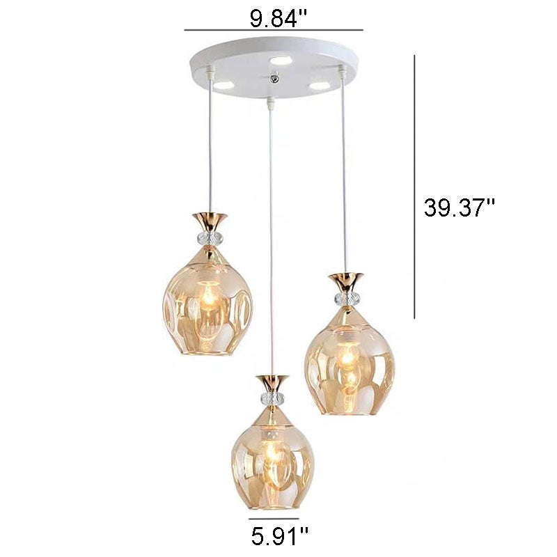 Nordic Gradient Glass Orb Three-Light Island Chandelier