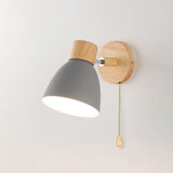 Modern Minimalist 1-Light Wall Sconce Lamp in Solid Macaron Color with Iron & Wood Finish