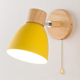 Modern Minimalist 1-Light Wall Sconce Lamp in Solid Macaron Color with Iron & Wood Finish