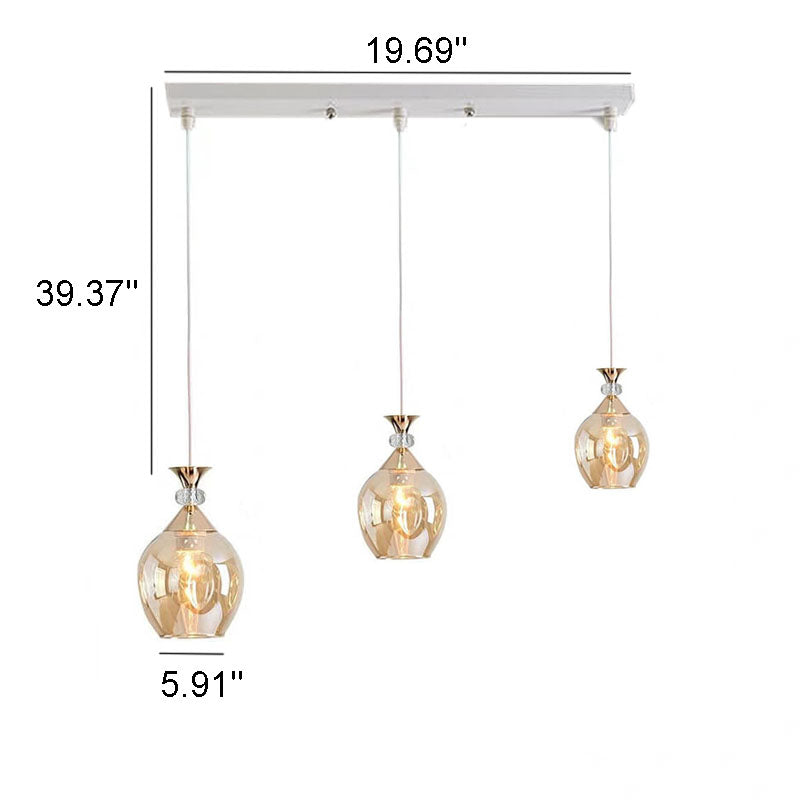 Nordic Gradient Glass Orb Three-Light Island Chandelier