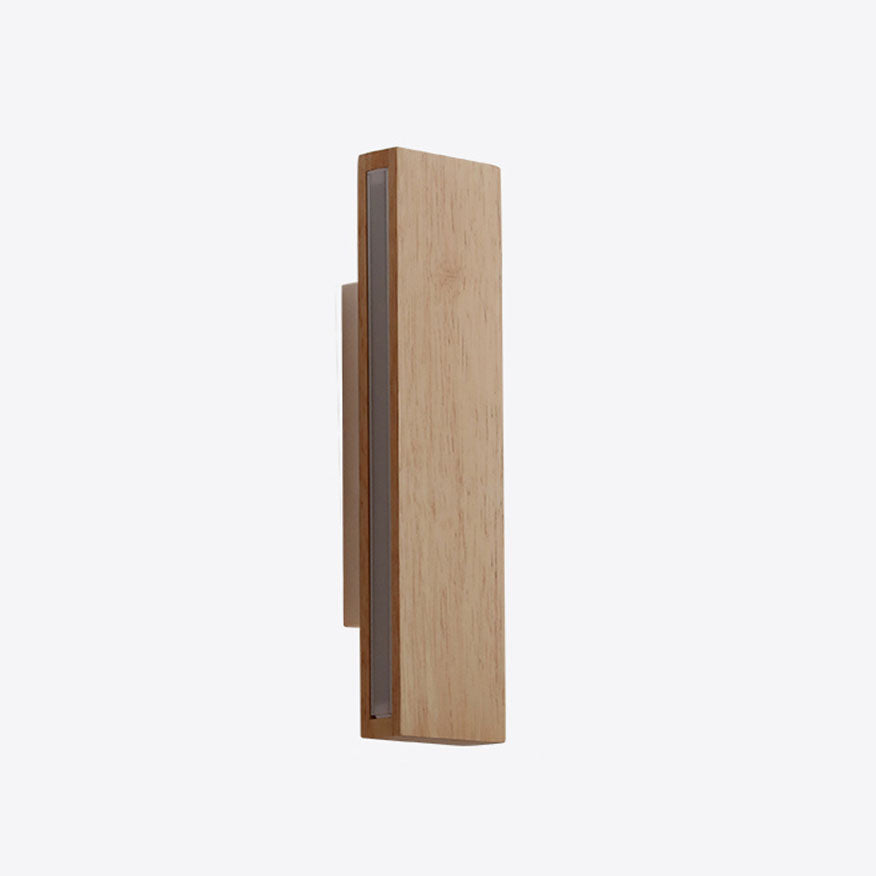Japanese Minimalist Log-Style Rectangular LED Wall Sconce Lamp with Rotatable Flat Panel