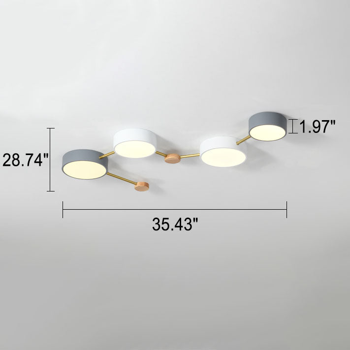Scandinavian Minimalist Solid Wood & Iron LED Flush-Mount Light