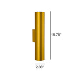 Sleek Aluminum 2-Light Cylindrical Wall Sconce Lamp