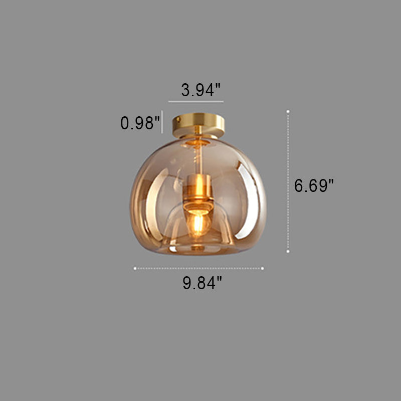 Elegant Nordic Luxury Round Glass Ball 1-Light Semi-Flush Mount Ceiling Light