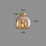 Elegant Nordic Luxury Round Glass Ball 1-Light Semi-Flush Mount Ceiling Light