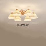 Nordic Wood Pleated Shade Semi-Flush Mount Ceiling Light — 3/6/8-Light Configuration