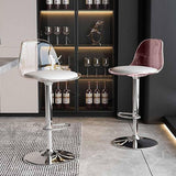 Contemporary Scandinavian Curved Acrylic Bar Stool with Metal Base — Adjustable Swivel, Backrest and Footrest for Kitchen