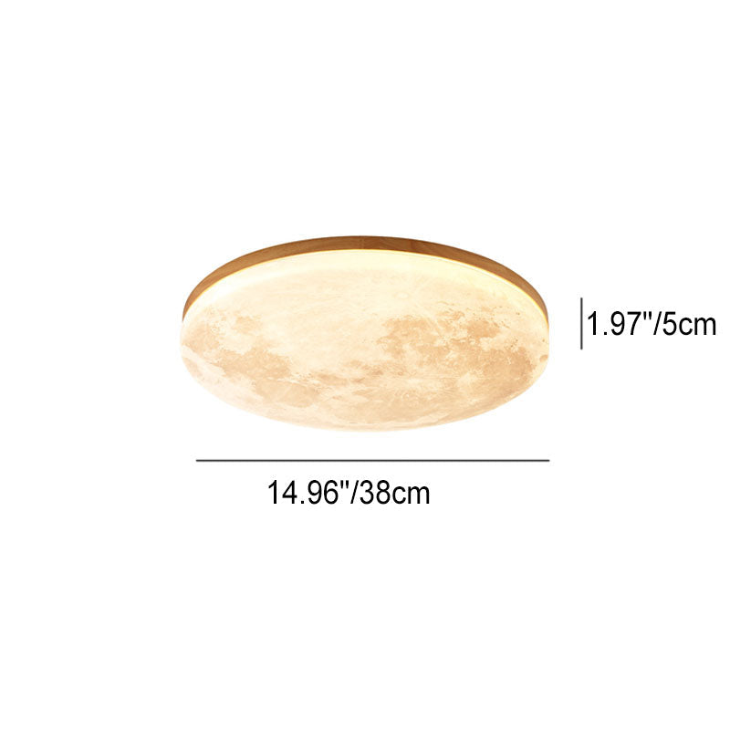 Nordic Minimalist Moon-Round LED Flush-Mount Ceiling Light with PVC Diffuser