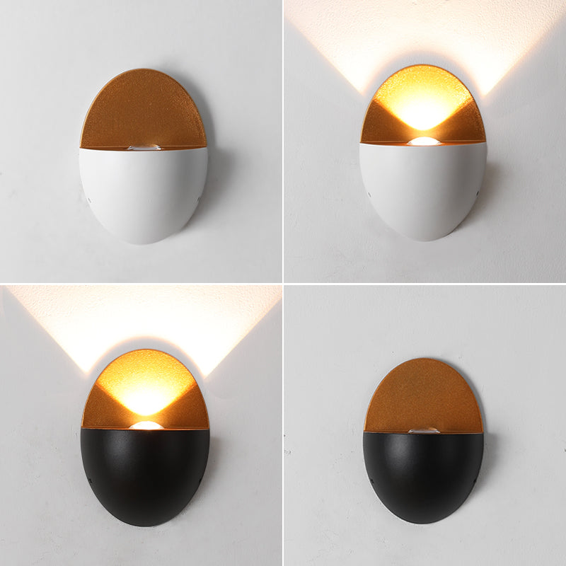 Sleek Modern Oval Aluminum Outdoor LED Wall Sconce Lamp – Waterproof