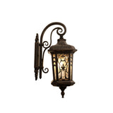 European Outdoor Wall Sconce Lamp – Carved Cage, Aluminum & Glass, 1-Light