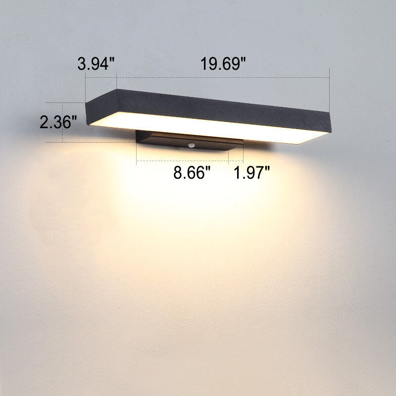 Sleek Modern Minimalist Rectangular Flat LED Sensor Wall Sconce Lamp – Outdoor Waterproof Exterior Lighting