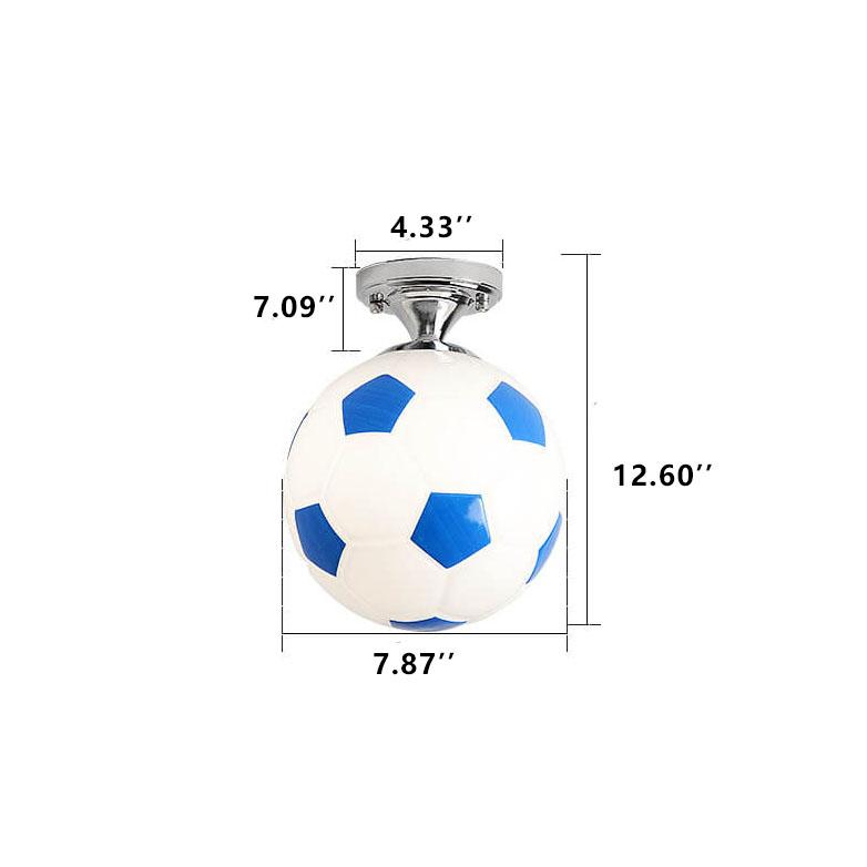 Creative Basketball & Soccer Glass 1-Light Semi-Flush Mount Ceiling Light