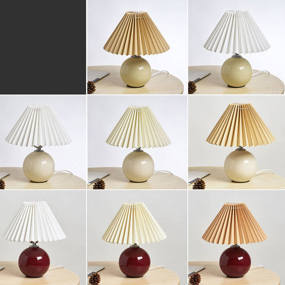 Sleek Nordic Minimalist Ceramic Pleated 1-Light Table Lamp