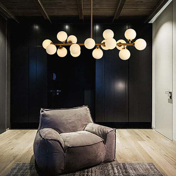 Nordic Light Luxury Glass Ball Chandelier - Magic Bean Island Light, 16-Light