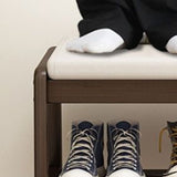 Sleek Contemporary Scandinavian Rectangular Solid-Wood Shoe Storage with 1 Shelf - Entryway Organizer