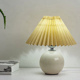 Sleek Nordic Minimalist Ceramic Pleated 1-Light Table Lamp
