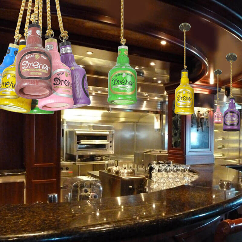 Colorful Bottle Resin Pendant Light — Contemporary Industrial Style, 1-Light