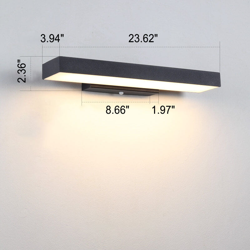 Sleek Modern Minimalist Rectangular Flat LED Sensor Wall Sconce Lamp – Outdoor Waterproof Exterior Lighting