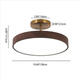 Elegant Japanese Wabi-Sabi Minimalist Wood-Grain Round LED Semi-Flush Mount Ceiling Light