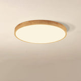 Ultra-Thin Nordic Solid Wood Round LED Flush Mount Ceiling Light