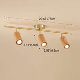 Nordic Minimalist Walnut Wood LED Track Spotlight — Linear Ceiling Light (1–4 Lights), Semi-Flush Mount
