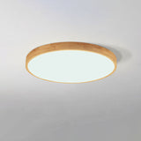 Ultra-Thin Nordic Solid Wood Round LED Flush Mount Ceiling Light