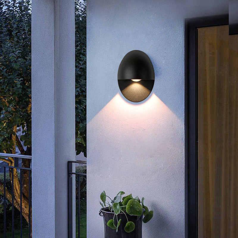 Sleek Modern Oval Aluminum Outdoor LED Wall Sconce Lamp – Waterproof