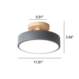 Nordic Round Log LED Ceiling Light - Semi-Flush Mount, Modern Nordic Design
