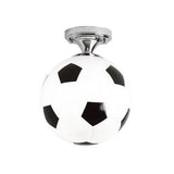 Creative Basketball & Soccer Glass 1-Light Semi-Flush Mount Ceiling Light