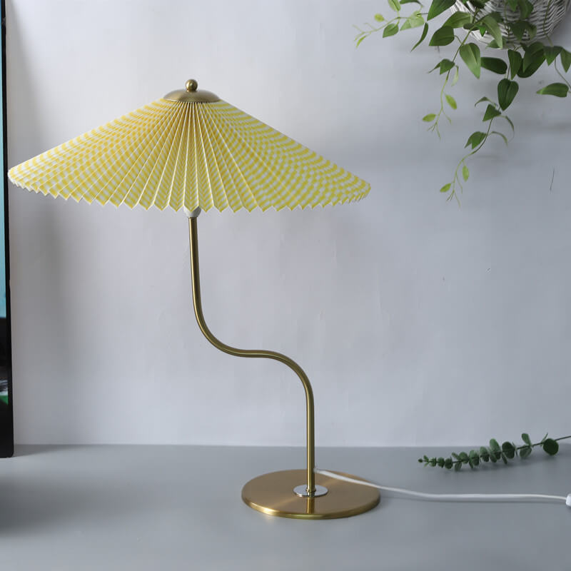 Vintage-Inspired Pleated Umbrella-Shaped 1-Light Table Lamp
