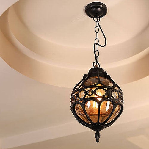 Retro Industrial Globe Pendant Light - 1-Light Outdoor Waterproof Fixture