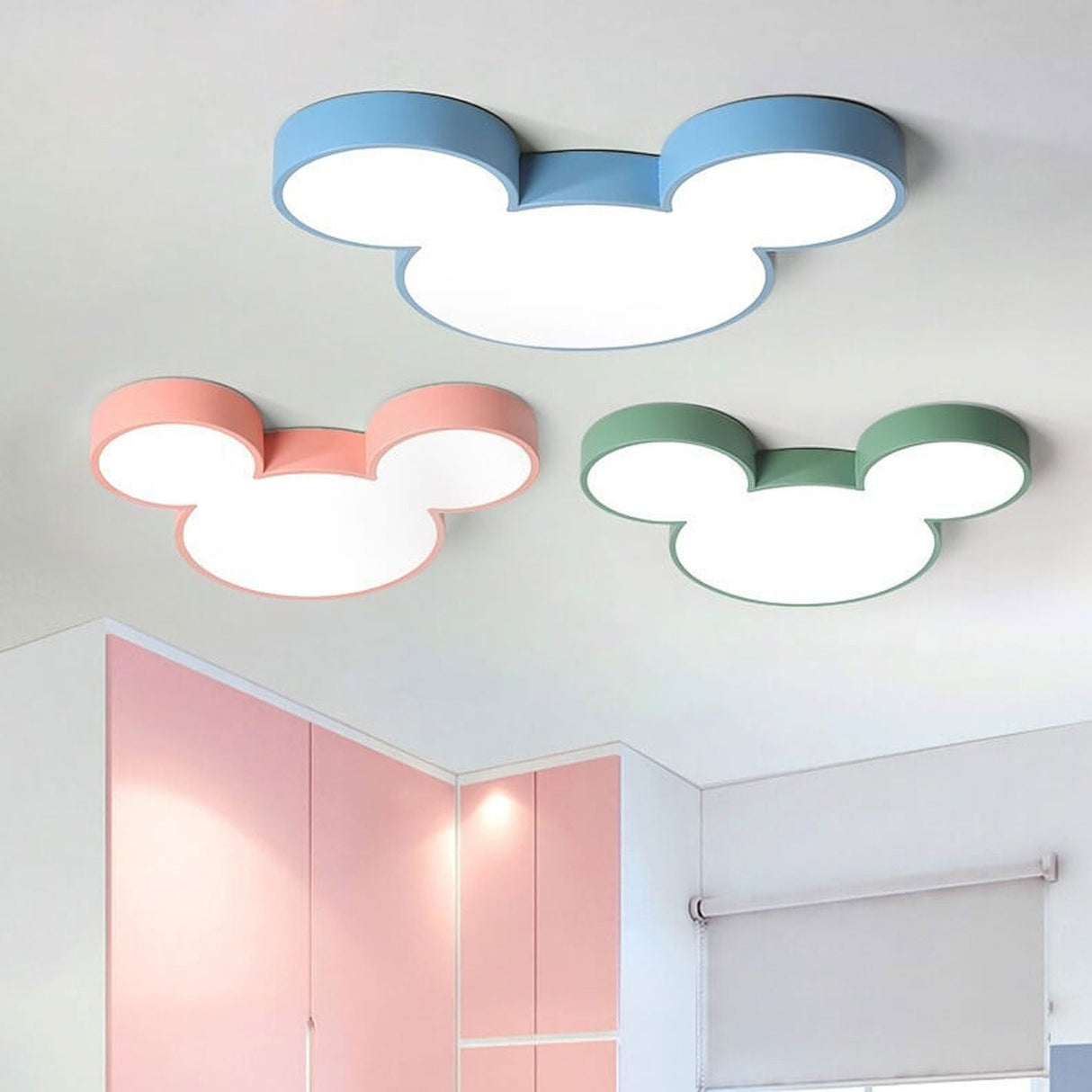 Whimsical Mouse Cartoon Slim LED Flush-Mount Ceiling Light