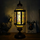 Handcrafted Vintage Turkish Stained-Glass Lantern Table Lamp, 1-Light